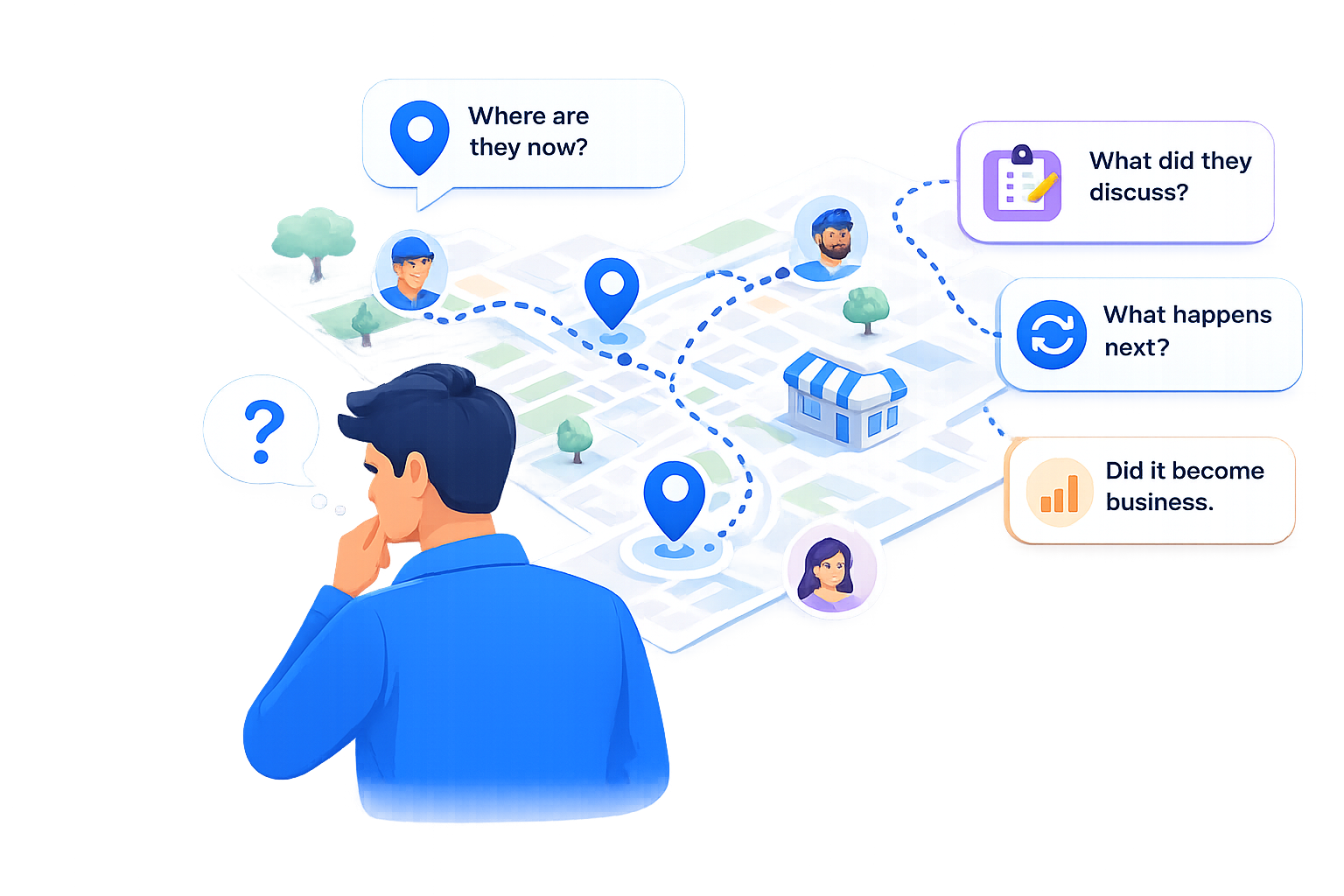 Field Sales Activity Problem Map Illustration